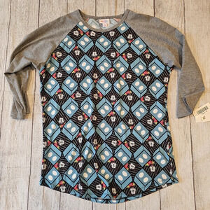 LulaRoe •Size Medium• Randy Disney Gray & Blue Mickey Mouse Shirt ☆New w/ Tags